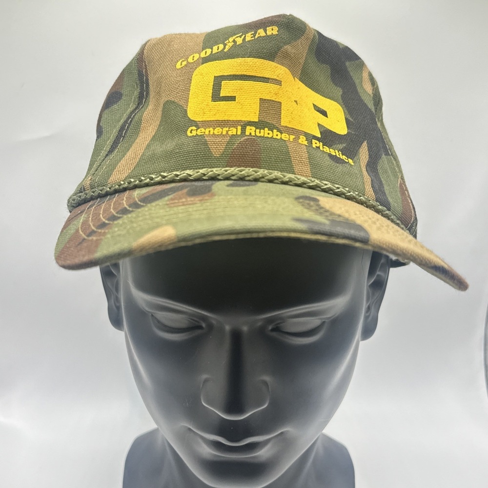 Vintage Good Year Tires SnapBack Camo Trucker Rope Hat Cap San Sun
